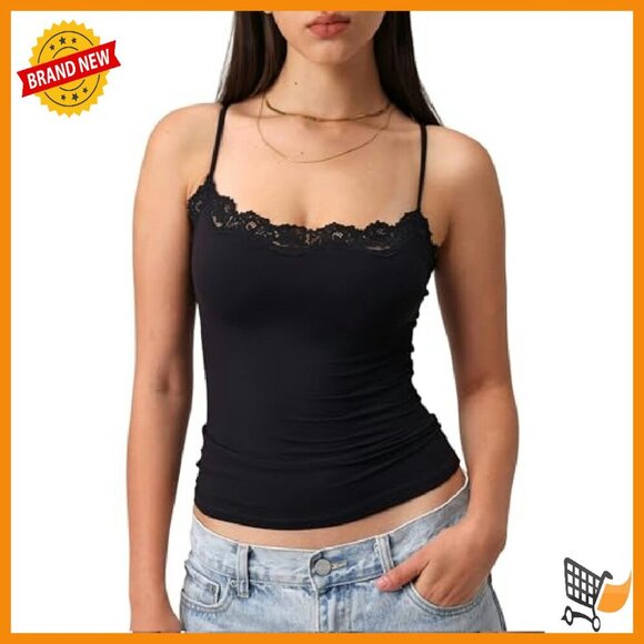 Double Lined Padded Lace Cami Top Spaghetti Strap Sexy Tank Club Party - Picture 2 of 8